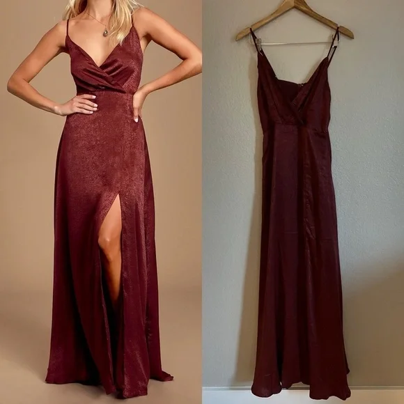 constantine burgundy satin maxi dress Mint Velvet Oxblood Satin Panelled Maxi Dress | Size 14 | Red